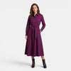 Women's Belted Shirt Maxi Dress with Long Sleeves