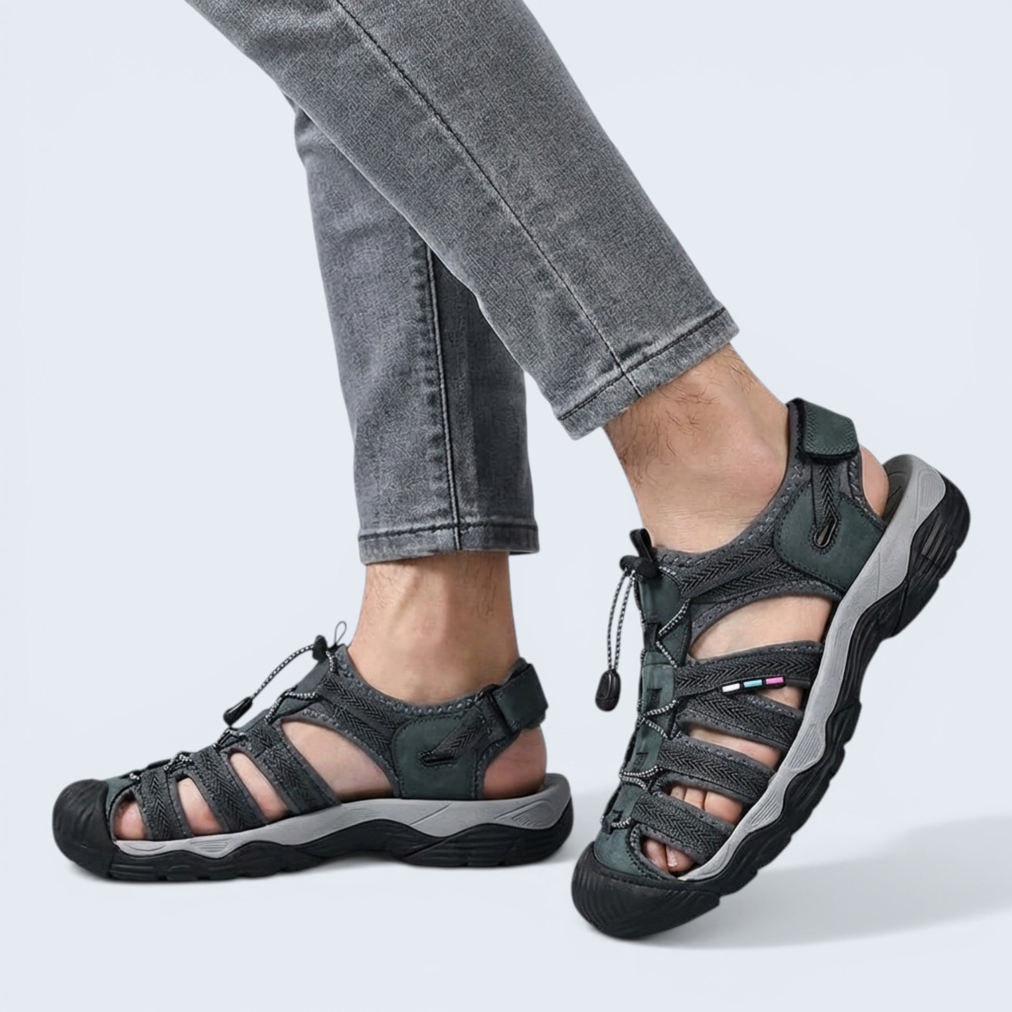 B&B Women's Closed Toe Sandals – Adjustable Toggle Breathable Straps Everyday Comfort Walking