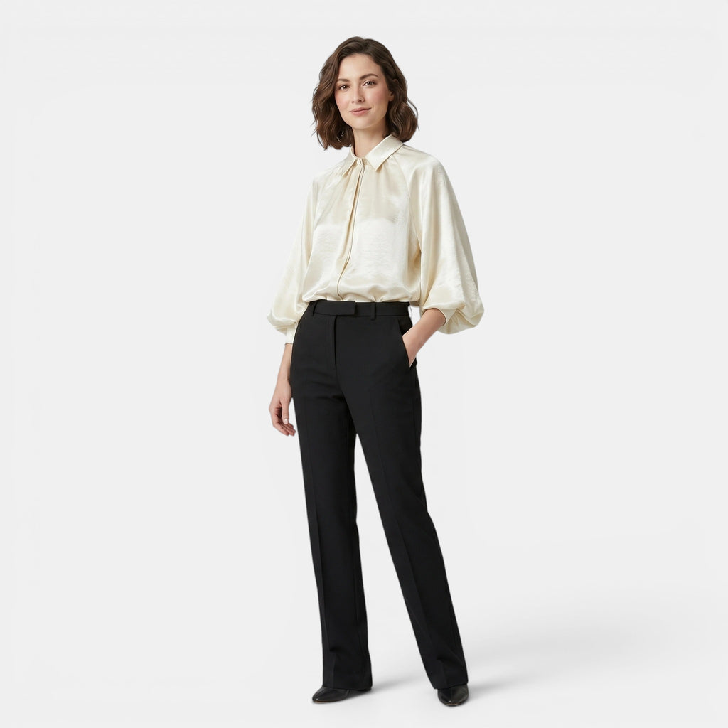 Women's Collared Satin Shirt with Relaxed Fit