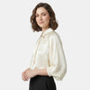 Chemise satinée à col pour femme à coupe décontractée