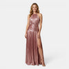 Women's Halter Neck Maxi Dress with Side Slit