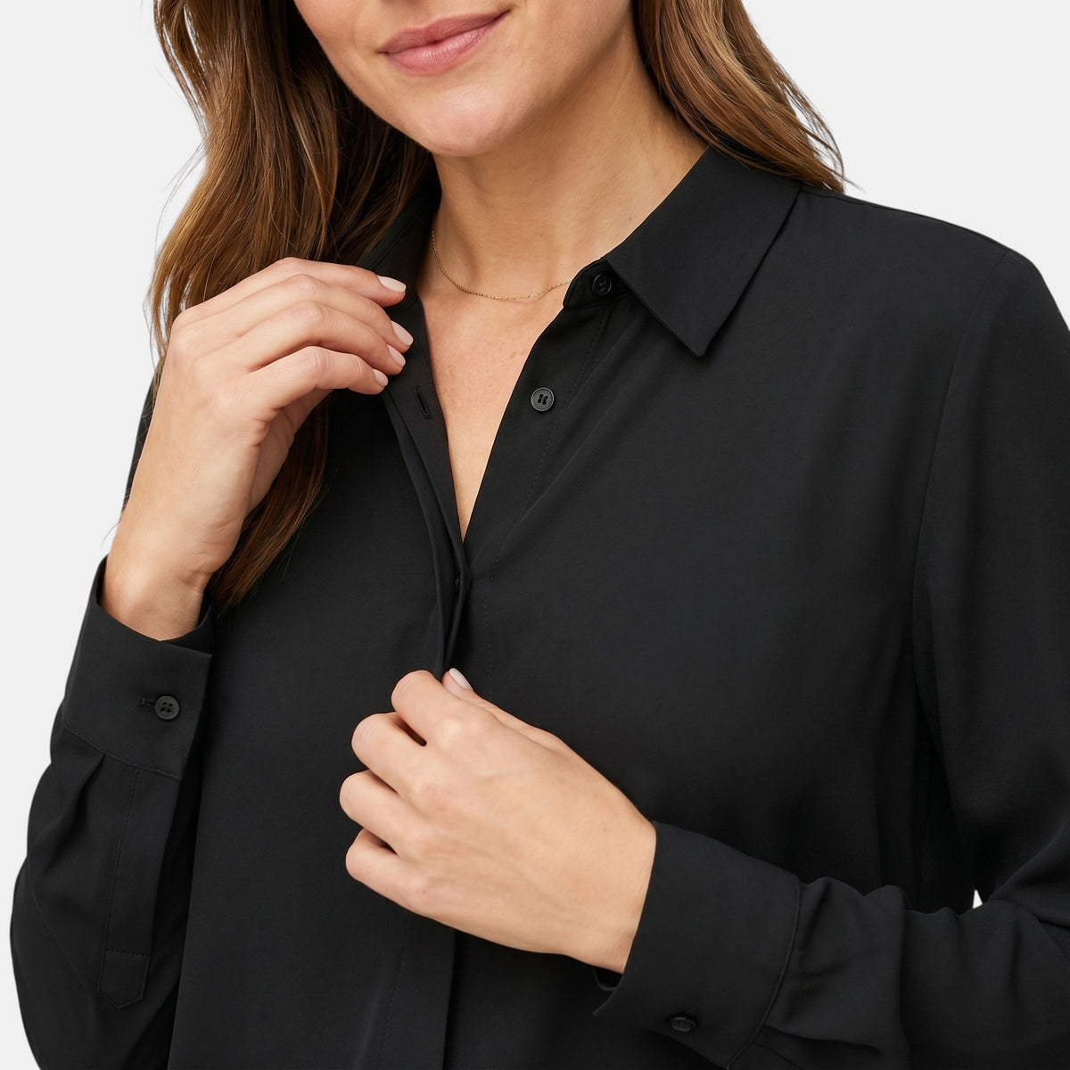 Chemisier pour femme à manches longues et col en V, pour tenue professionnelle