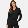 Women's Long Sleeve V Neck Blouse for Workwear