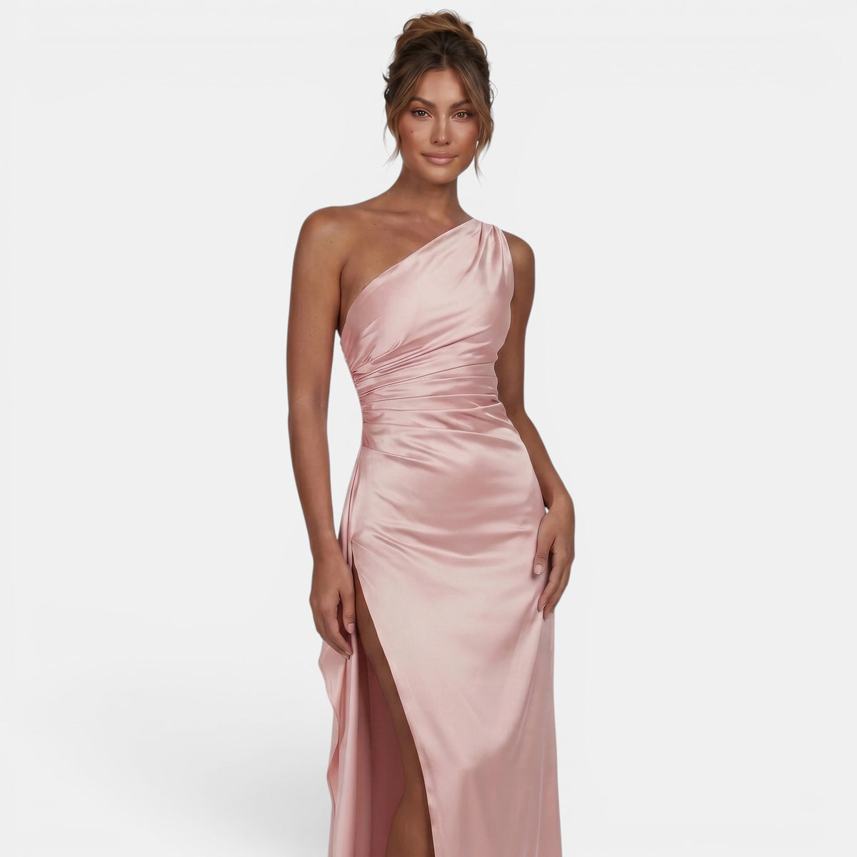 Robe maxi une épaule pour femme avec fente haute