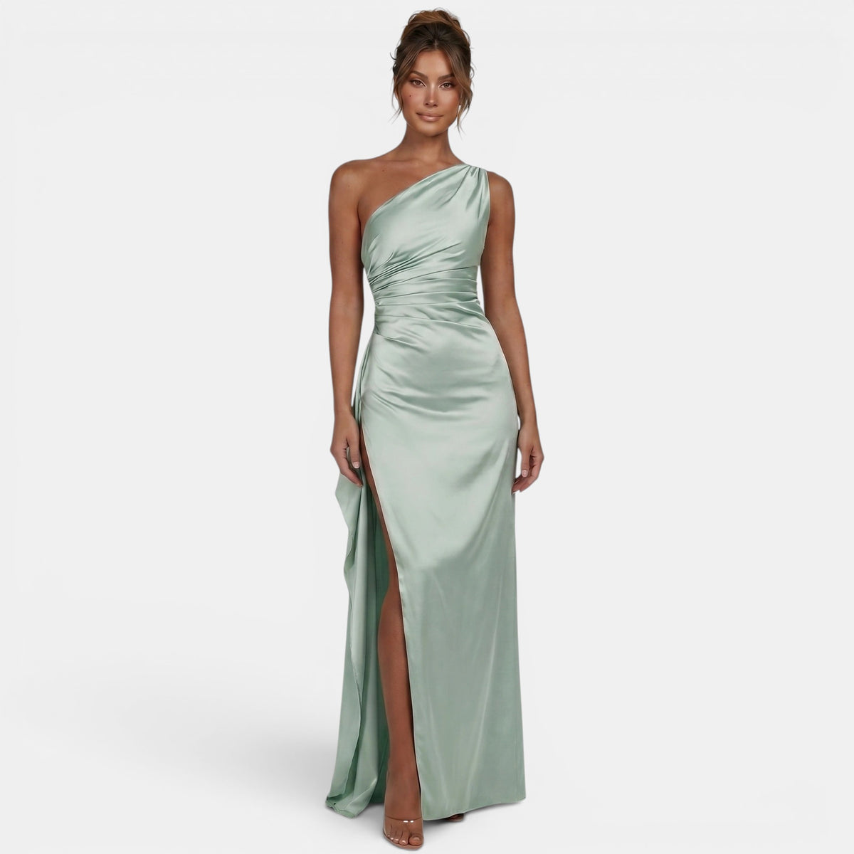 Robe maxi une épaule pour femme avec fente haute