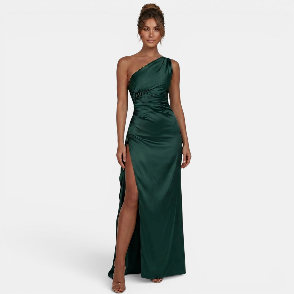 Robe maxi une épaule pour femme avec fente haute