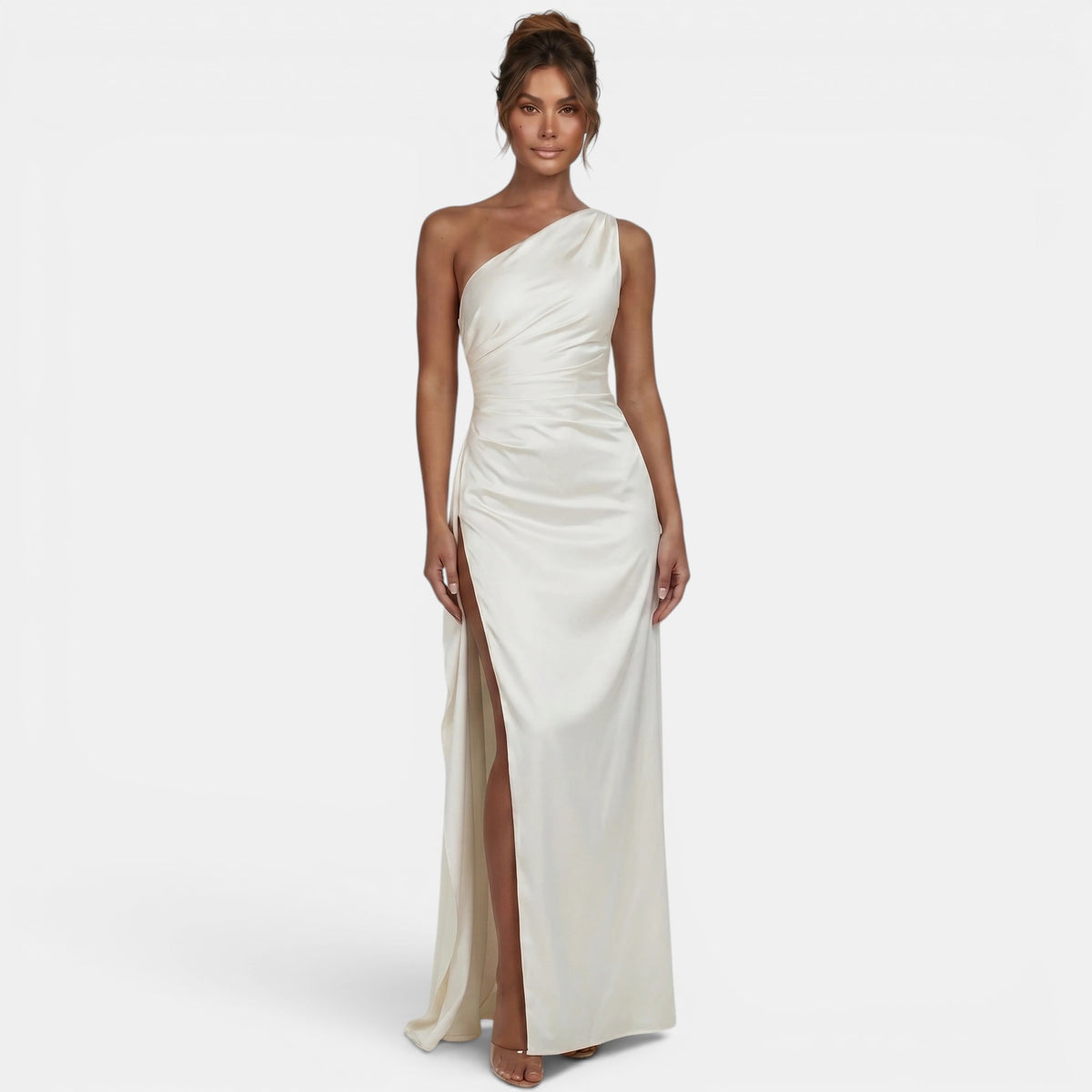 Robe maxi une épaule pour femme avec fente haute