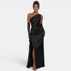 Robe maxi une épaule pour femme avec fente haute