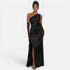 Women's One Shoulder Maxi Dress with High Slit