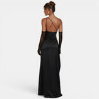 Robe maxi une épaule pour femme avec fente haute