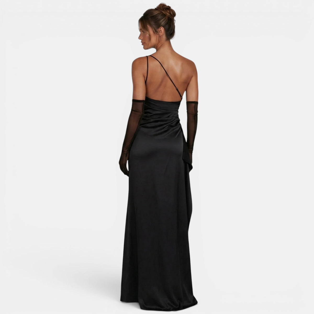 Robe maxi une épaule pour femme avec fente haute