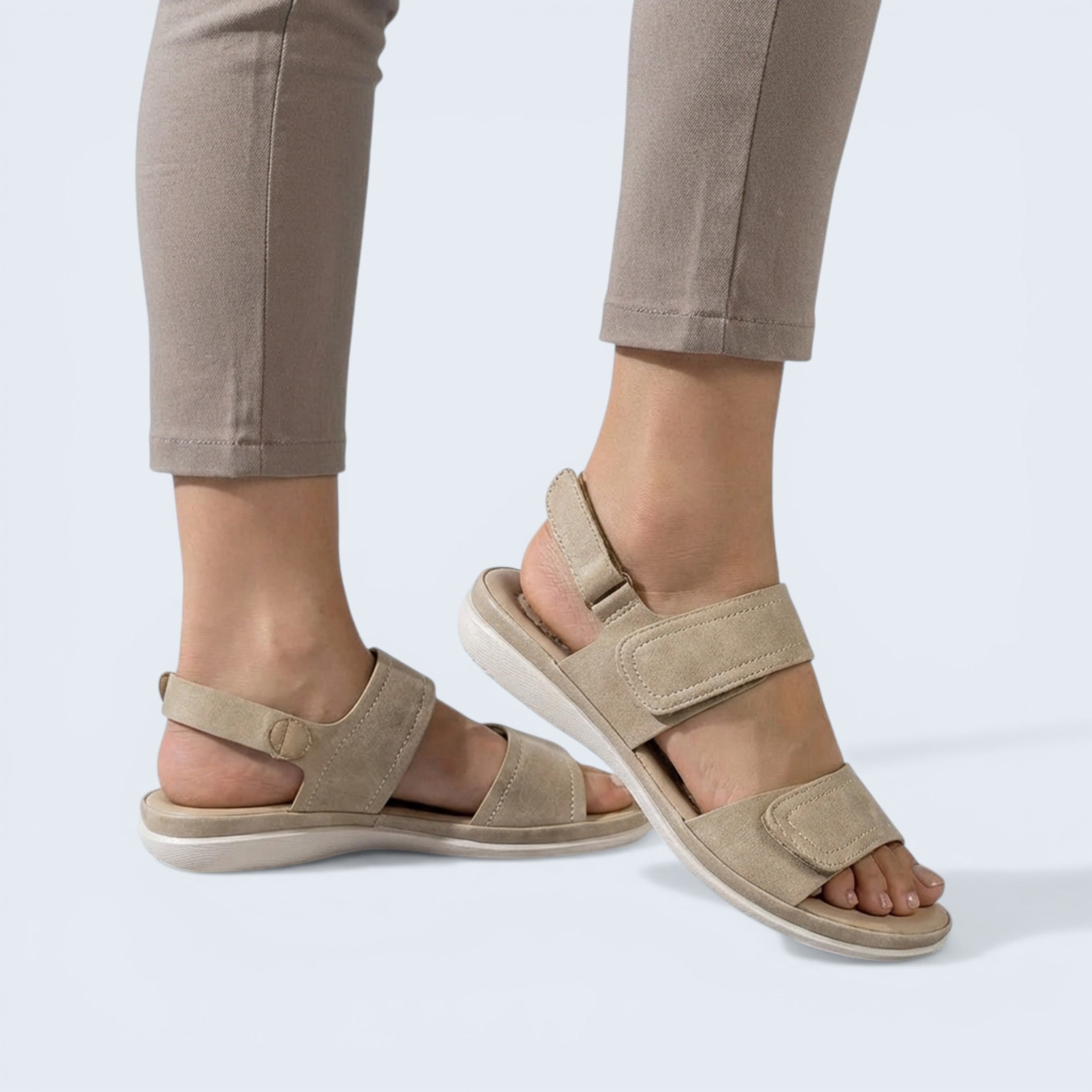 B&B Women's Open Toe Sandals – Adjustable Straps Cushioned Sole Everyday Comfort