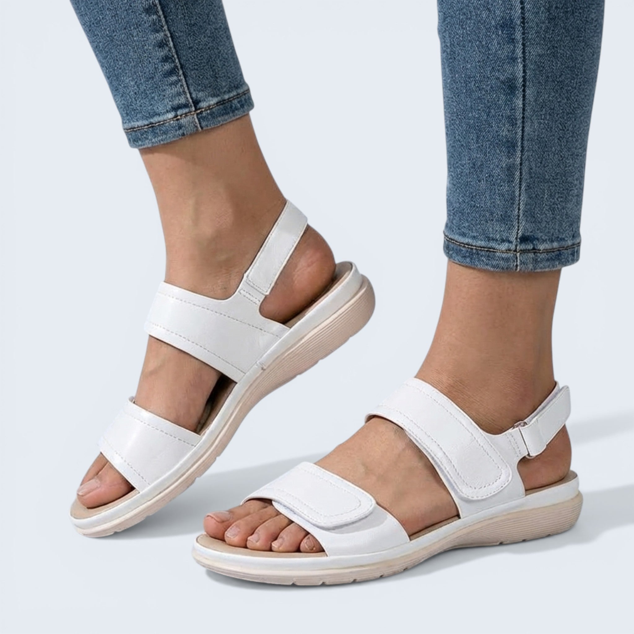 B&B Women's Open Toe Sandals – Adjustable Straps Cushioned Sole Everyday Comfort