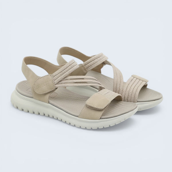 B&B Women's Strap Sandals – Elastic Cross Straps Lightweight Everyday Comfort