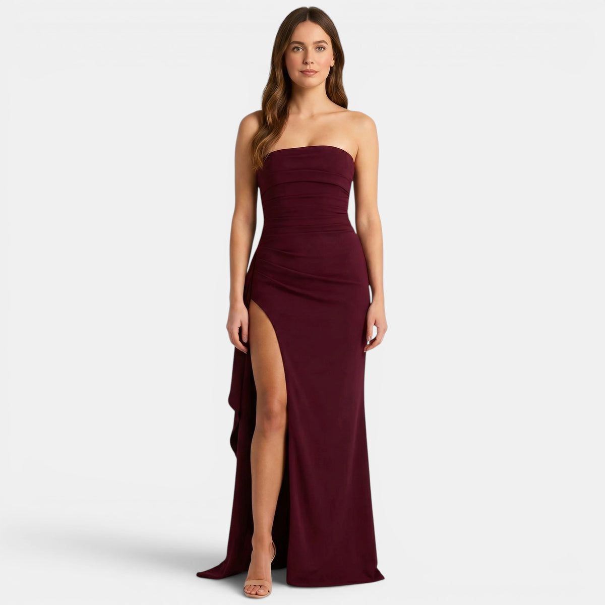 Robe maxi bustier pour femme avec fente haute