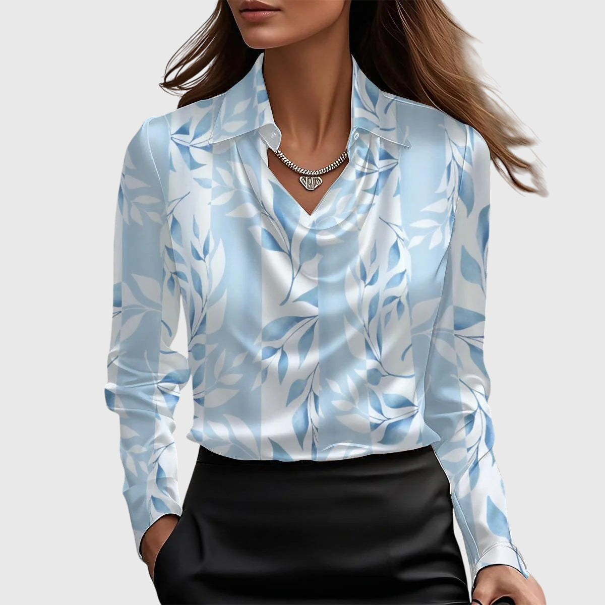 Blouse en satin pour femmes, col bénitier, manches longues, haut élégant