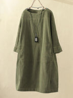 Women’s Relaxed Midi Dress with Loose Comfortable Fit