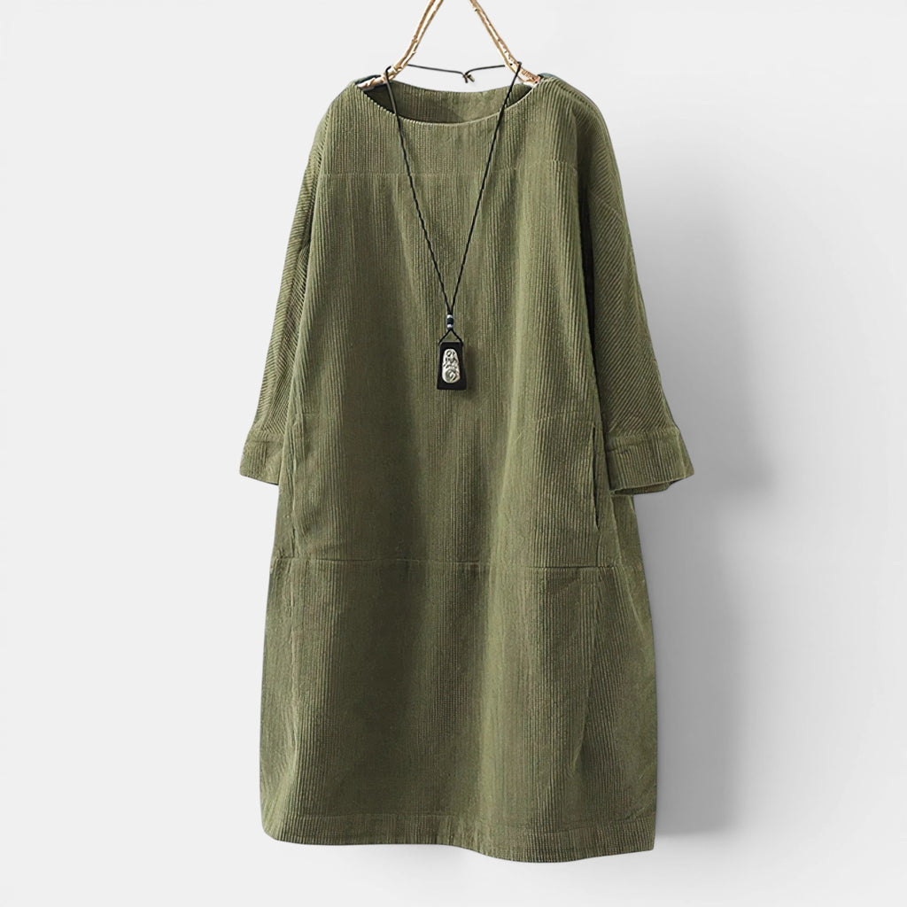 Women’s Relaxed Midi Dress with Loose Comfortable Fit