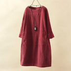 Women’s Relaxed Midi Dress with Loose Comfortable Fit