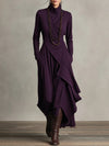 Women's Maxi Wrap Dress with Asymmetrical Skirt and Draped Neckline