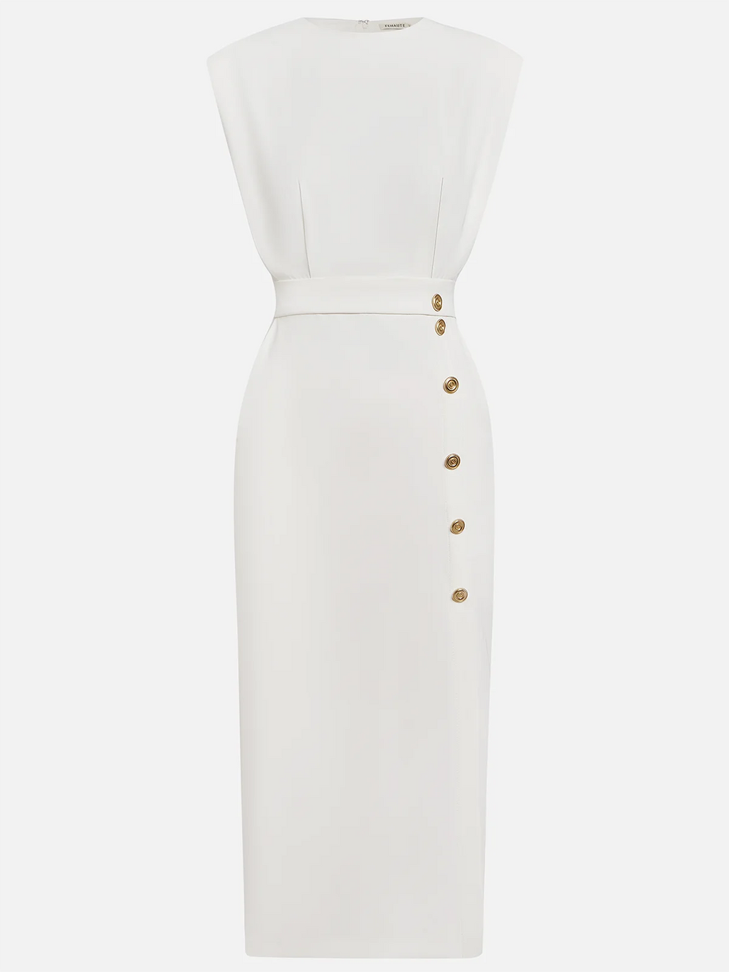 Women's Sleeveless Midi Dress Elegant Side Button