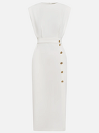 Women's Sleeveless Midi Dress Elegant Side Button