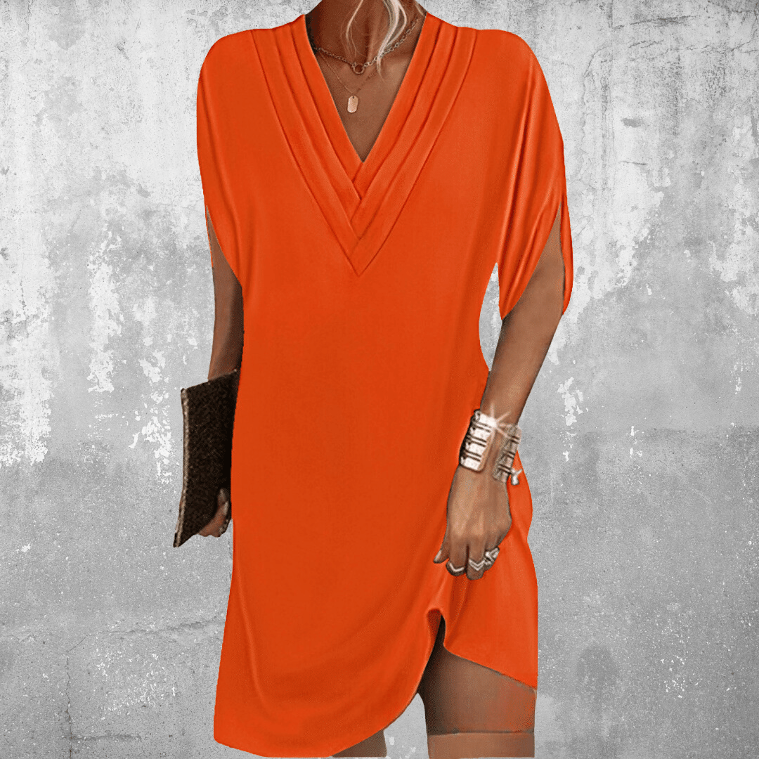 Mini robe à col en V pour femme, coupe décontractée style été