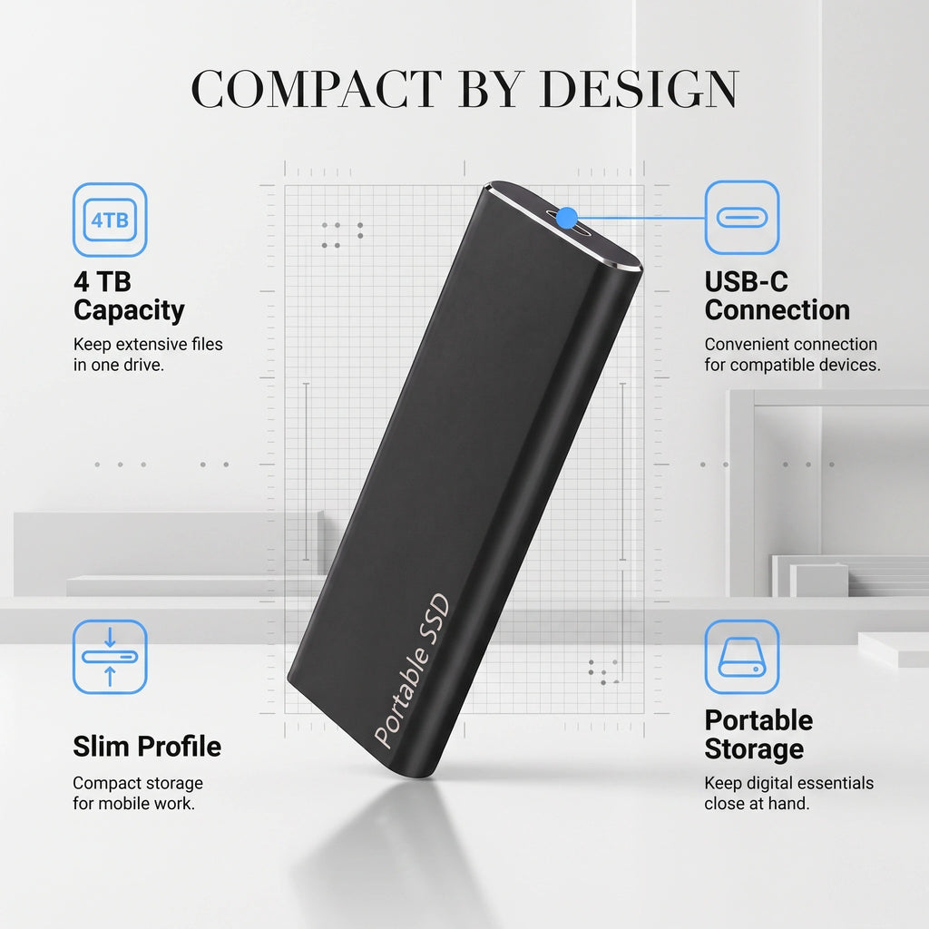 Külső hordozható, szilárdtestalapú USB-C tárolómeghajtó, 4TB
