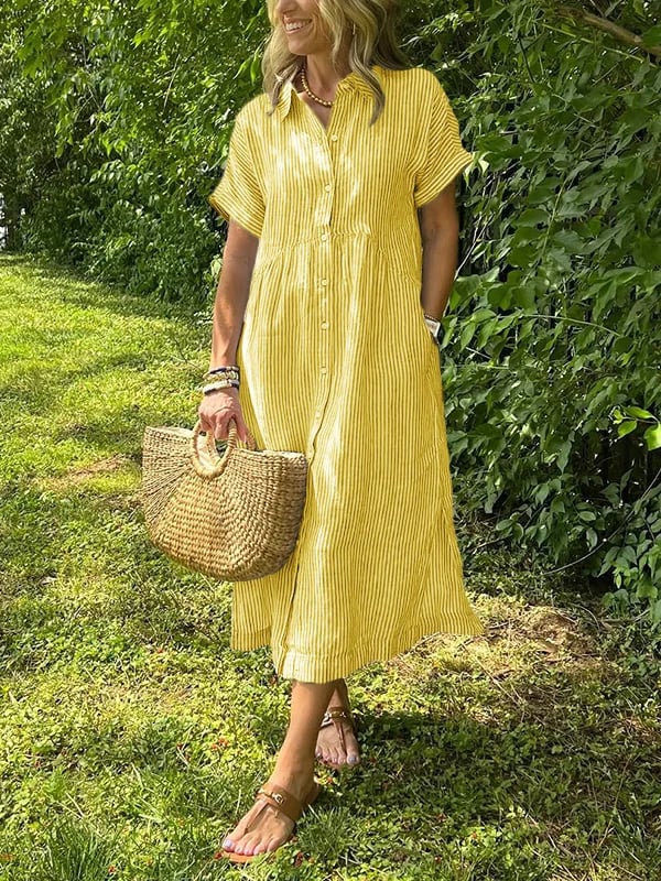 Robe midi longue à rayures verticales pour femme