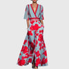 Women's Floral Maxi Dress Elegant Spring V Neck Style