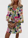 Women's Floral Mini Dress V Neck Loose Fit Casual Summer