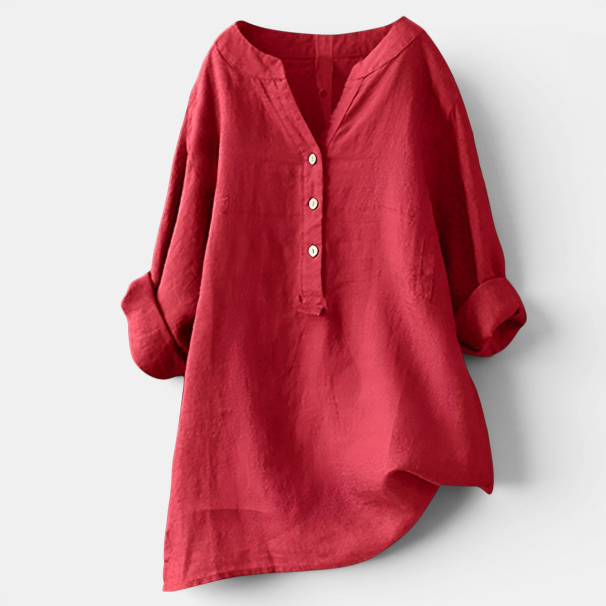 Women's Relaxed Button Tunic Long Sleeve Casual Blouse