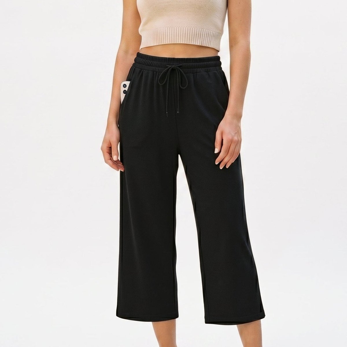 Jupe-culotte femme 3/4 ample avec poches, pour un confort quotidien