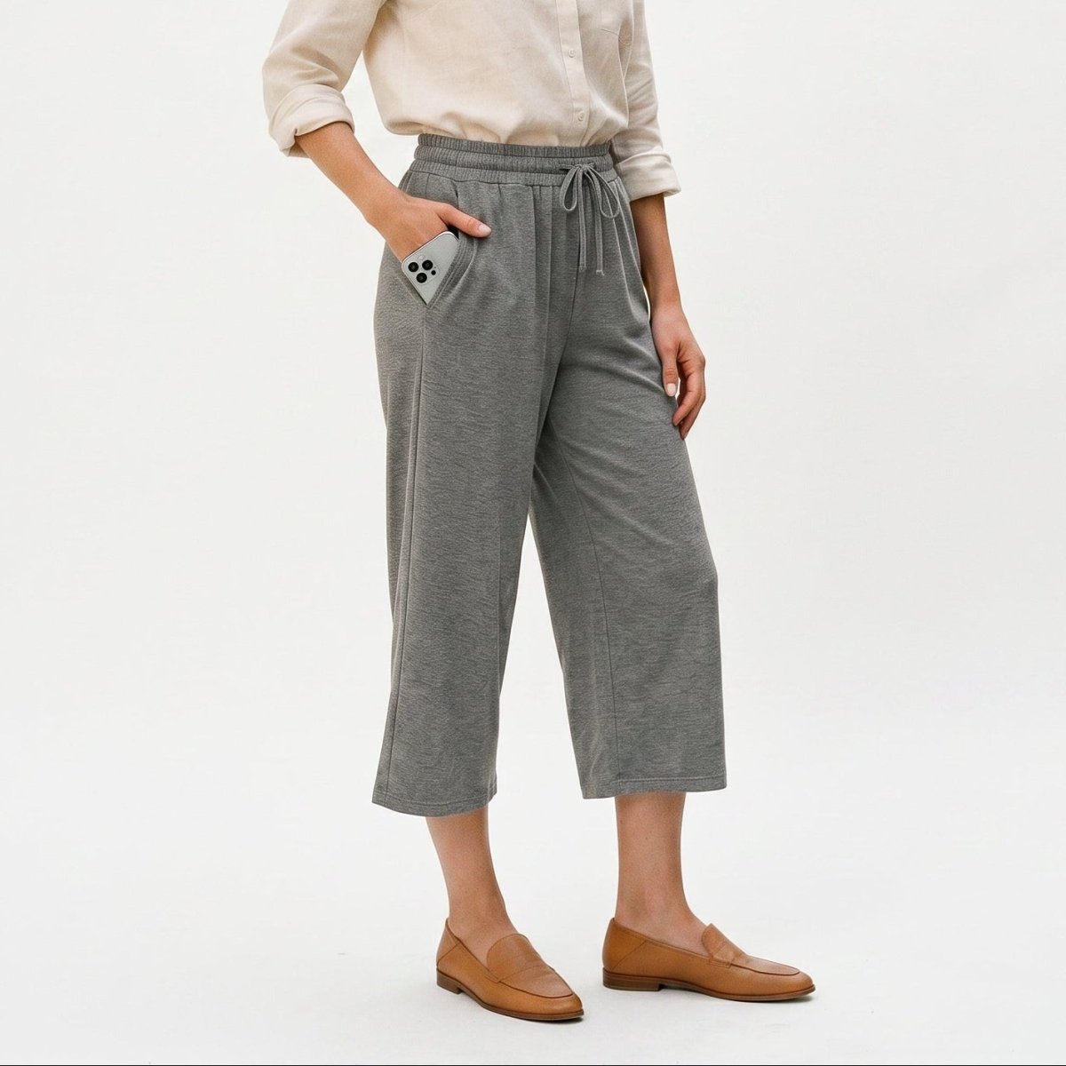 Jupe-culotte femme 3/4 ample avec poches, pour un confort quotidien