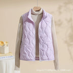 Women's Quilted Gilet with Zip Front and Stand-Up Collar