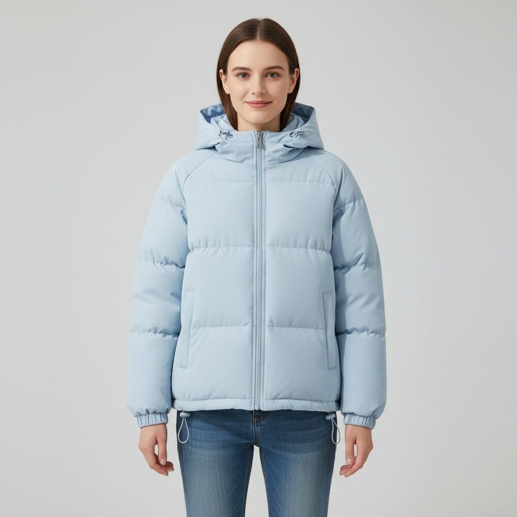 Manteau d’hiver élégant pour femme avec doublure ouatinée et capuche isolante