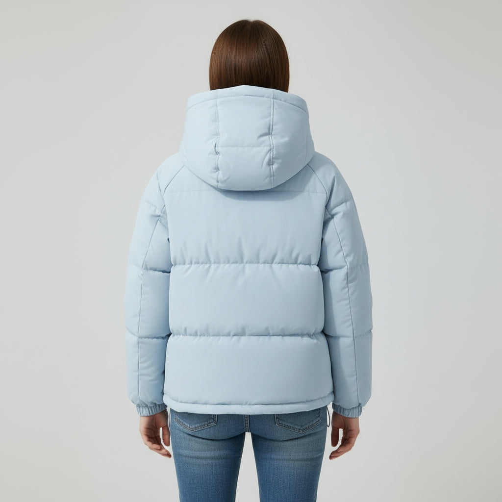 Manteau d’hiver élégant pour femme avec doublure ouatinée et capuche isolante