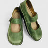 Mary Jane Flats with Velcro Strap and Contrast Stitch Detail