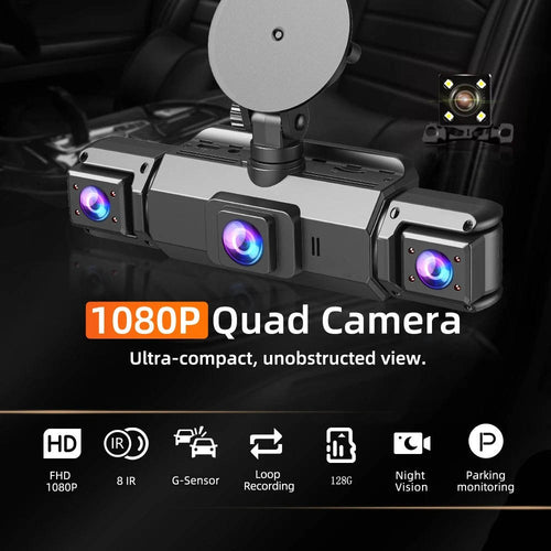 Caméra embarquée pour voiture avec caméras avant et arrière et enregistrement avec vision nocturne