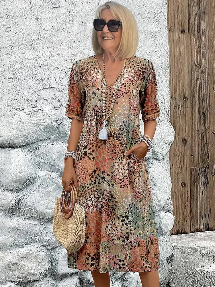 Robe décontractée imprimée pour femme, coupe relaxée