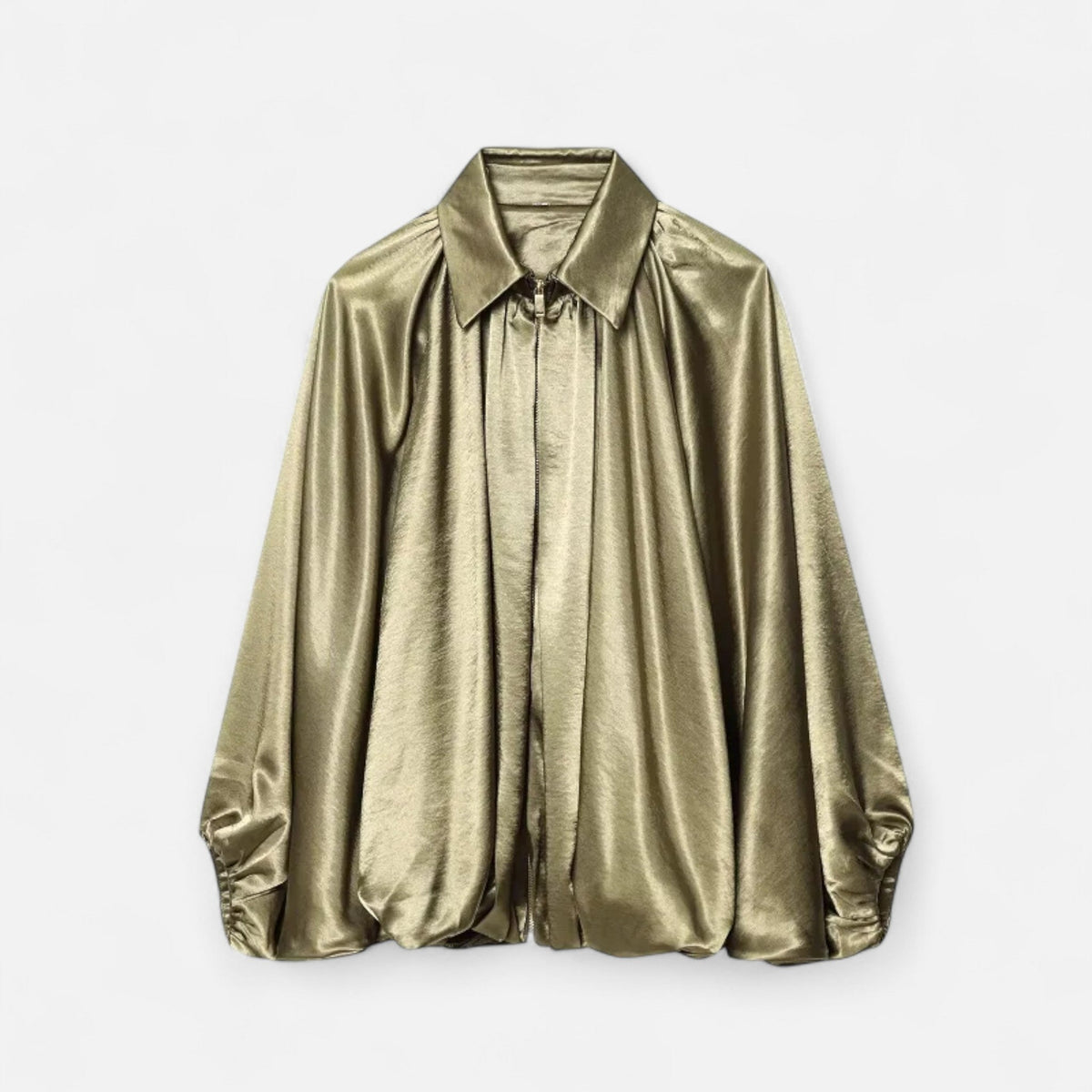 Women's Collared Satin Shirt with Relaxed Fit