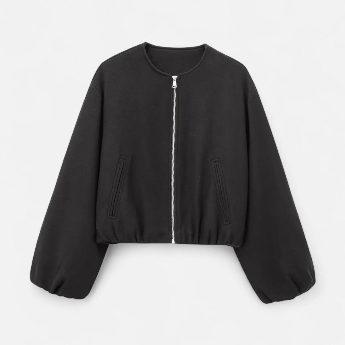 Veste bomber pour femme à col rond avec fermeture éclair