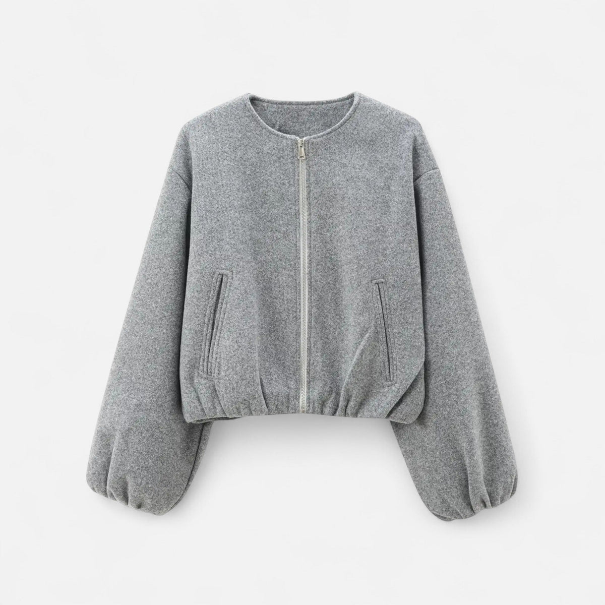 Veste bomber pour femme à col rond avec fermeture éclair