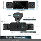 Car Dash Cam with Front Rear Cameras and Night Vision Recording