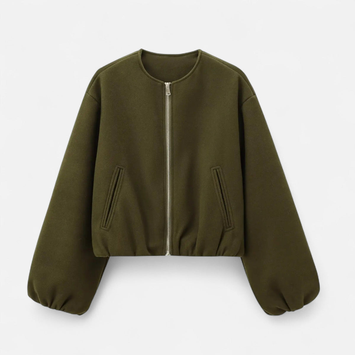 Veste bomber pour femme à col rond avec fermeture éclair