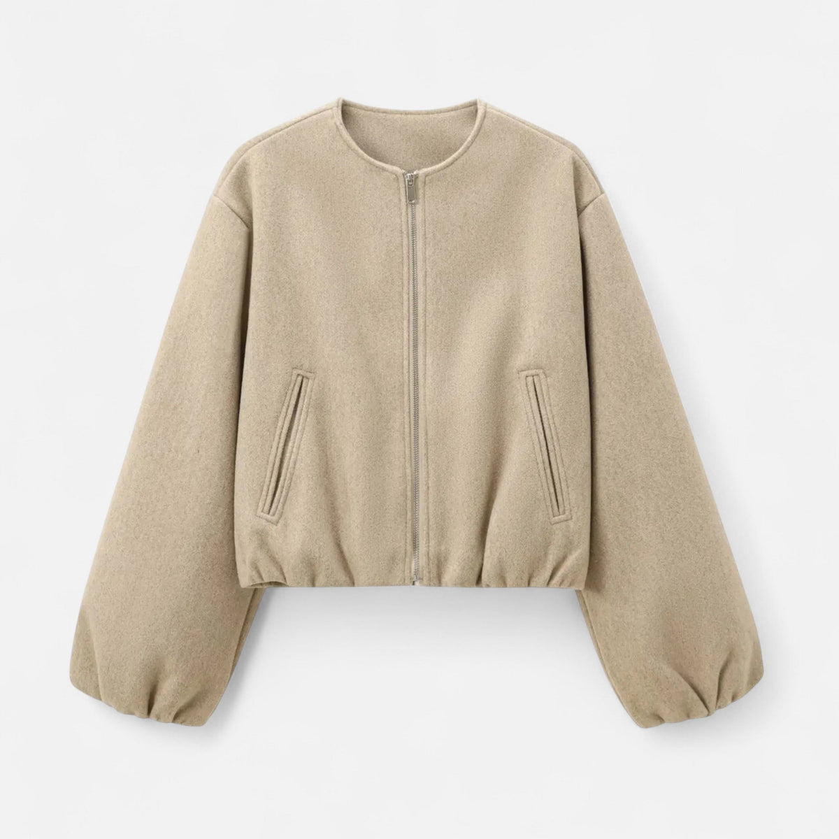 Veste bomber pour femme à col rond avec fermeture éclair