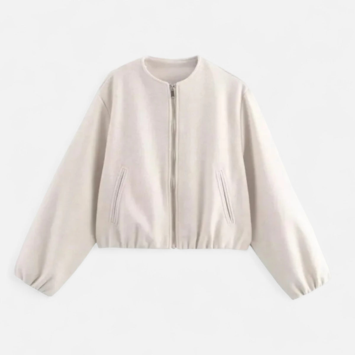 Veste bomber pour femme à col rond avec fermeture éclair