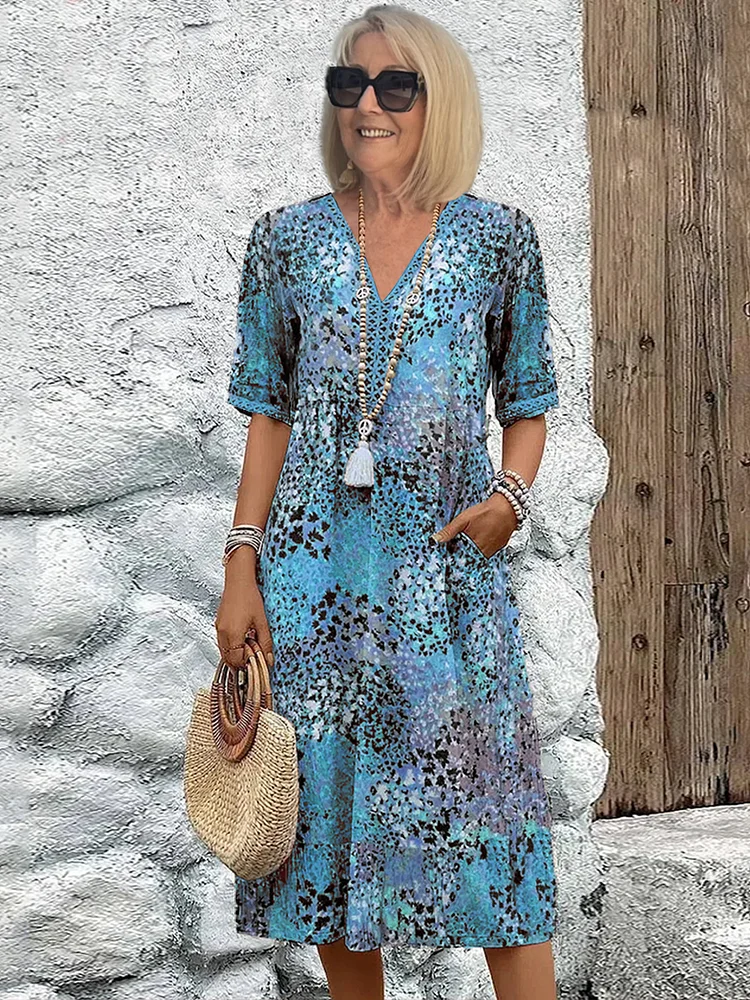 Robe décontractée imprimée pour femme, coupe relaxée