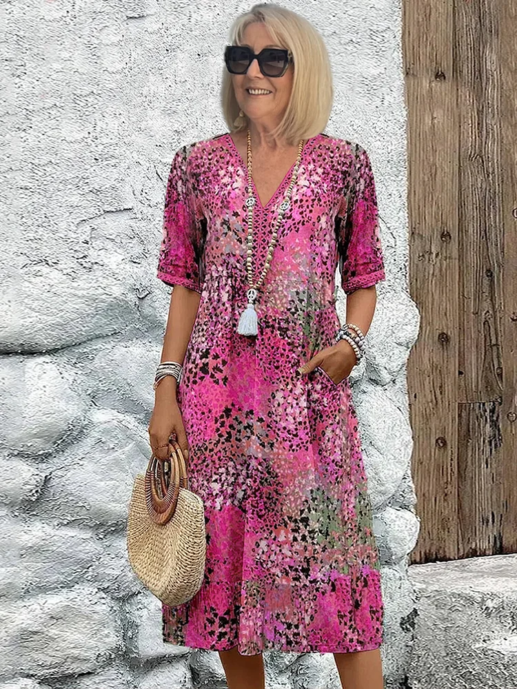 Robe décontractée imprimée pour femme, coupe relaxée
