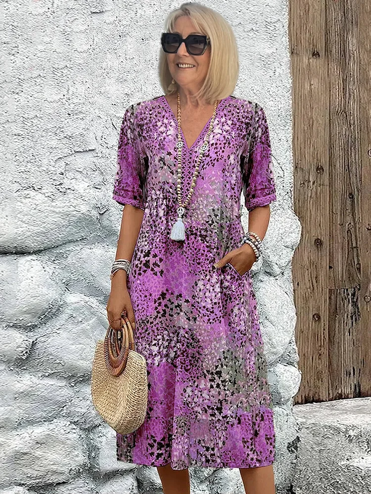 Robe décontractée imprimée pour femme, coupe relaxée